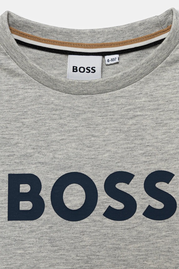 Chlapec Detské bavlnené tričko BOSS J52711.102.108 sivá