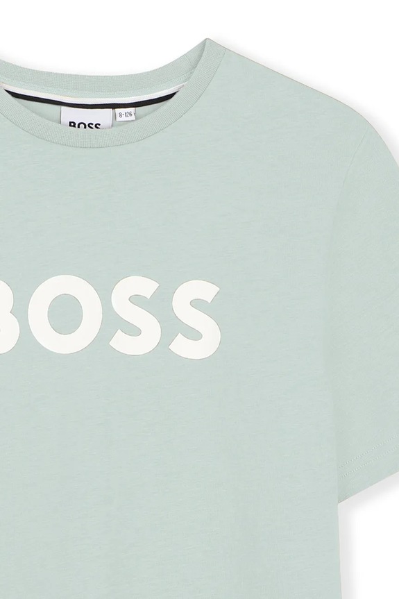 Chłopiec BOSS t-shirt bawełniany dziecięcy J52711.114.150 turkusowy