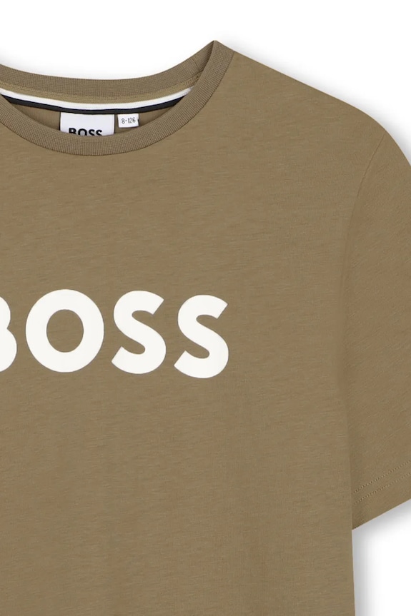 Dečki Otroška bombažna kratka majica BOSS J52711.114.150 zelena