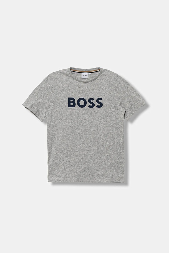 BOSS t-shirt bawełniany dziecięcy nadruk szary J52711.114.150