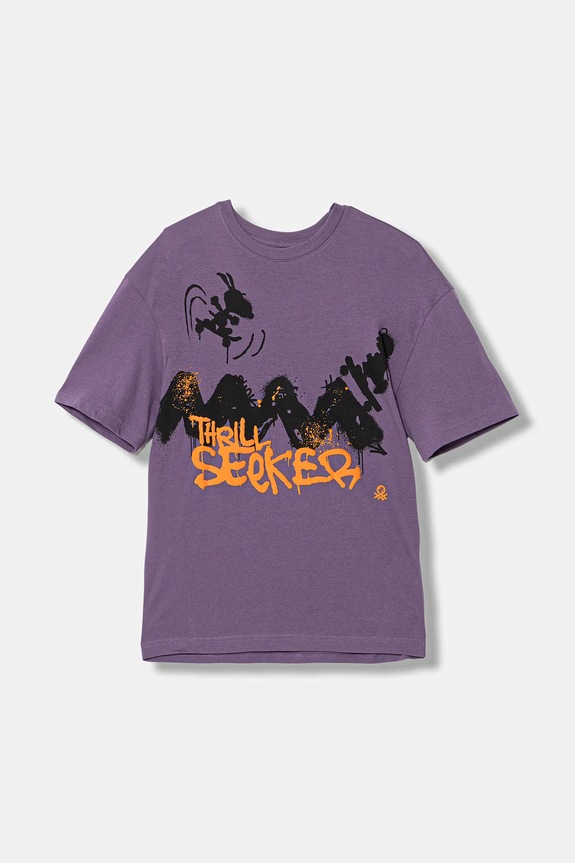 Dječja pamučna majica kratkih rukava United Colors of Benetton print ljubičasta 3X1SC10PN.G.seasonal