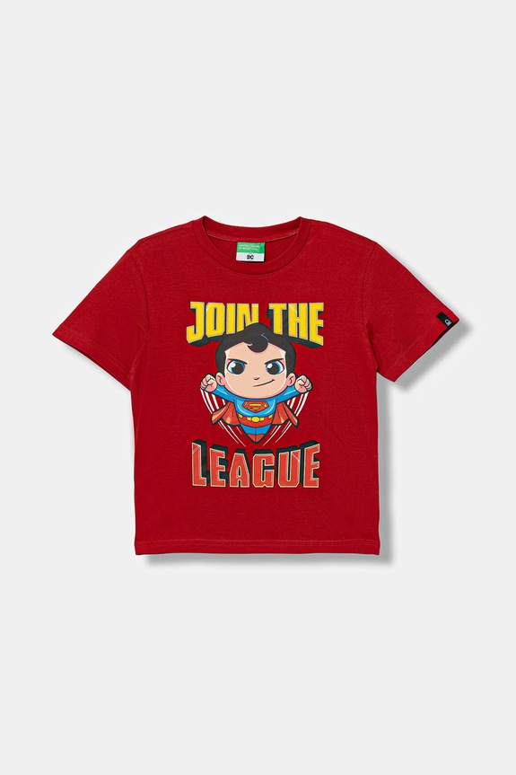 Dječja pamučna majica kratkih rukava United Colors of Benetton pamuk crvena 3JERG10JX.P.seasonal