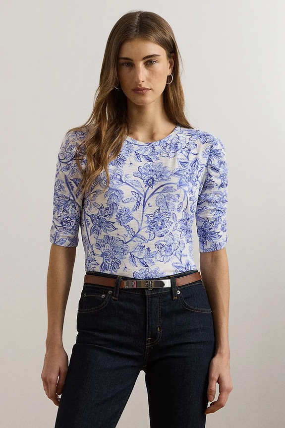 Lauren Ralph Lauren pamut póló pamut kék 200971025