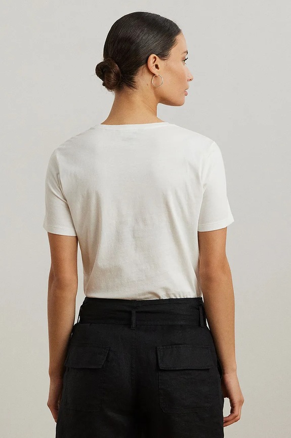 Bavlnené tričko Lauren Ralph Lauren 200971071 biela AW25