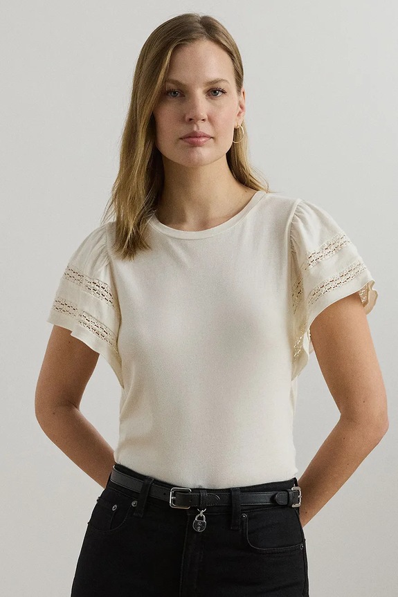 Μπλουζάκι Lauren Ralph Lauren βαμβάκι μπεζ 200971088