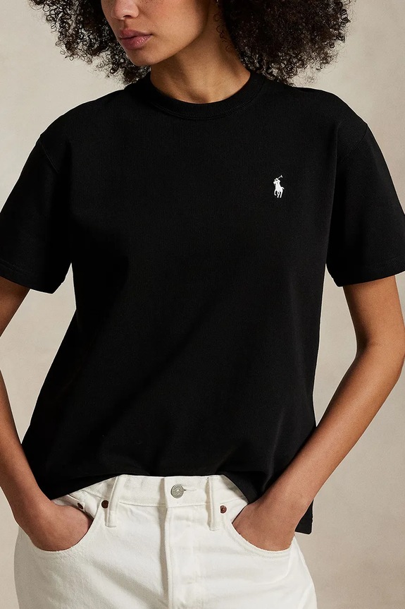 Βαμβακερό μπλουζάκι Polo Ralph Lauren μαύρο 211967104