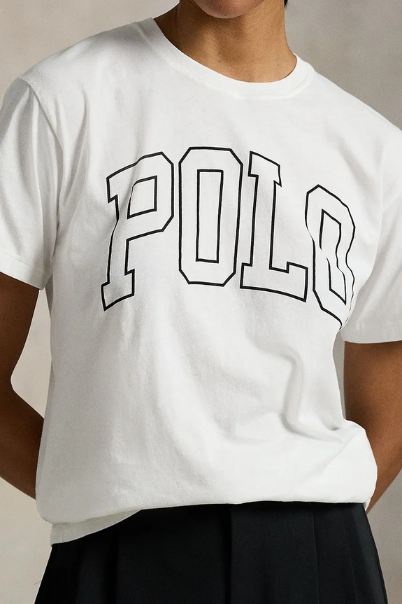 Βαμβακερό μπλουζάκι Polo Ralph Lauren λευκό 211971710