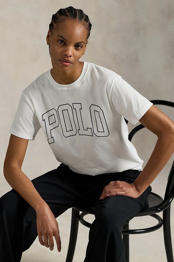 Βαμβακερό μπλουζάκι Polo Ralph Lauren 211971710 λευκό