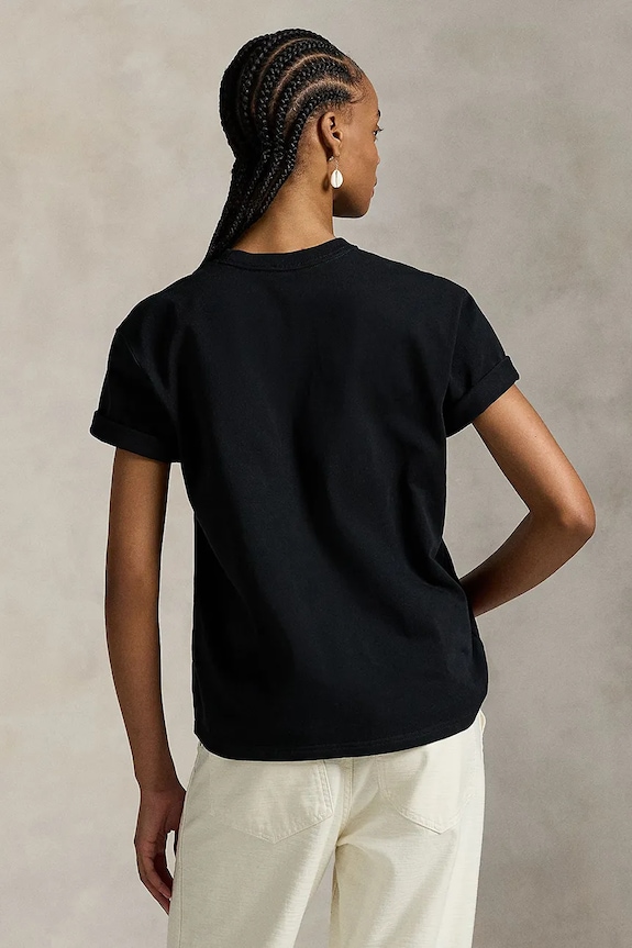 Bombažna kratka majica Polo Ralph Lauren 211971712 črna AW25