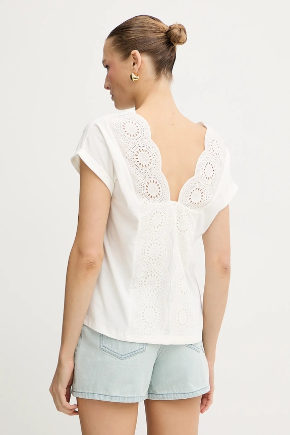Morgan t-shirt z elastanem beżowy DORINA