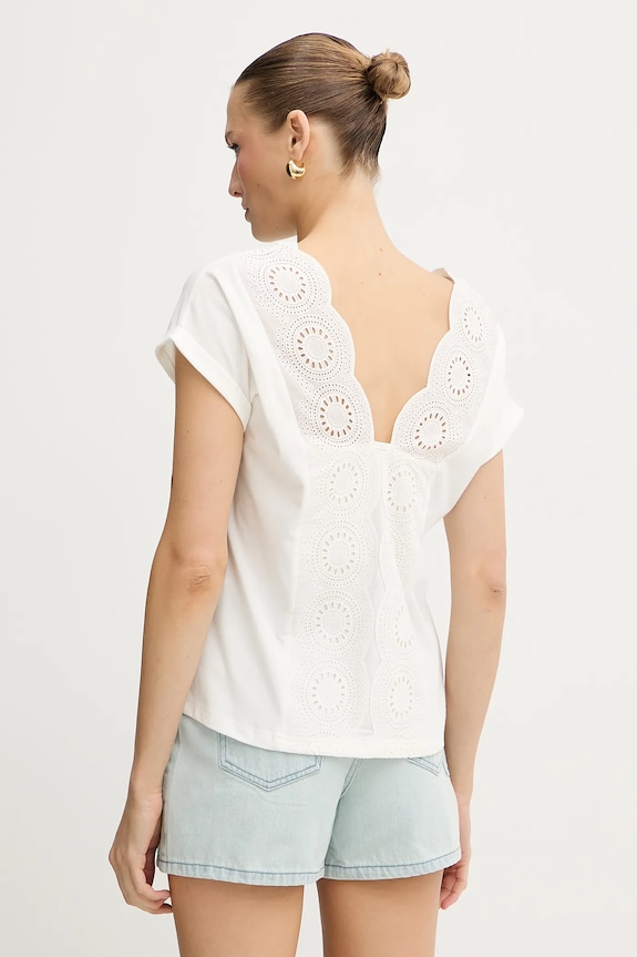 Morgan t-shirt z elastanem beżowy DORINA