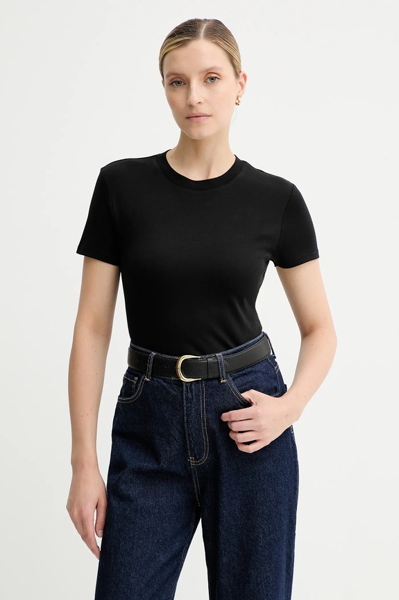 Βαμβακερό μπλουζάκι Calvin Klein κανονικό μαύρο LV044C216G