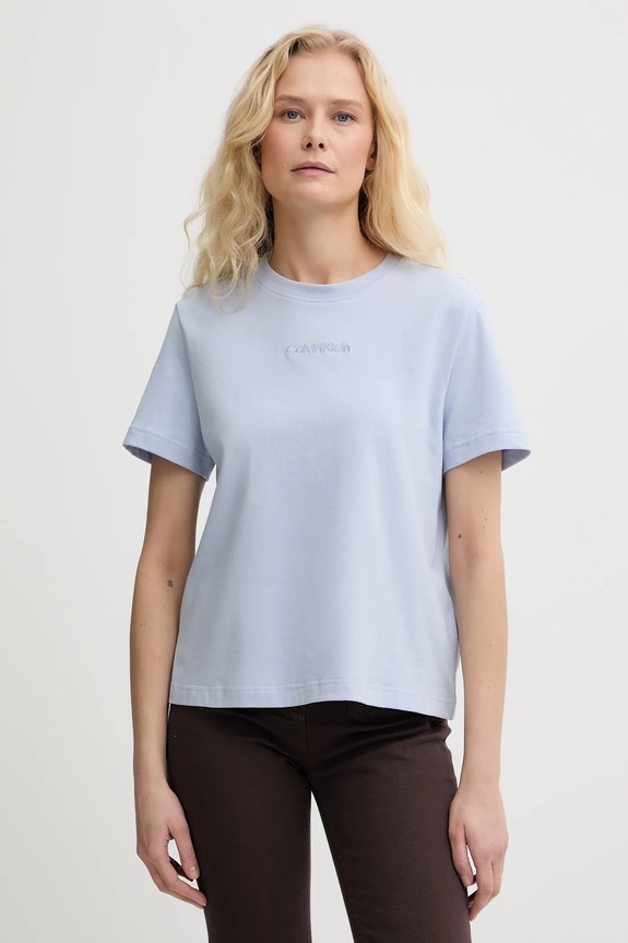 Calvin Klein tricou de femei din bumbac albastru LV044C905G