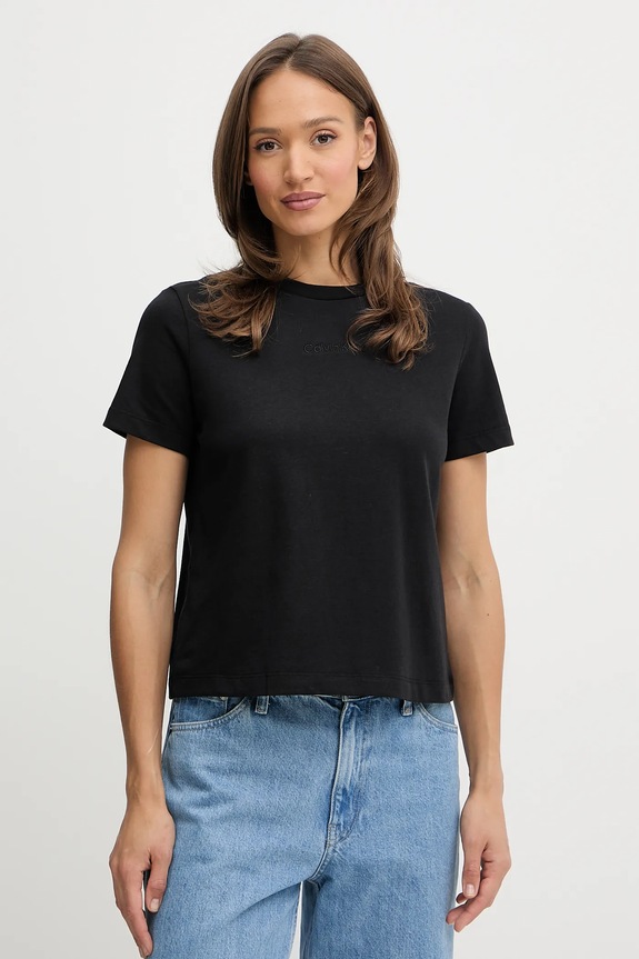 Calvin Klein t-shirt γυναικείο βαμβακερό βαμβάκι μαύρο LV044C905G