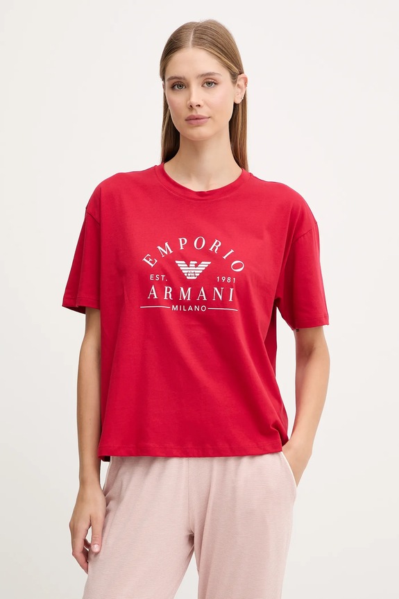 Bavlněné lounge tričko Emporio Armani Underwear kulatý červená EW001898.AF15345