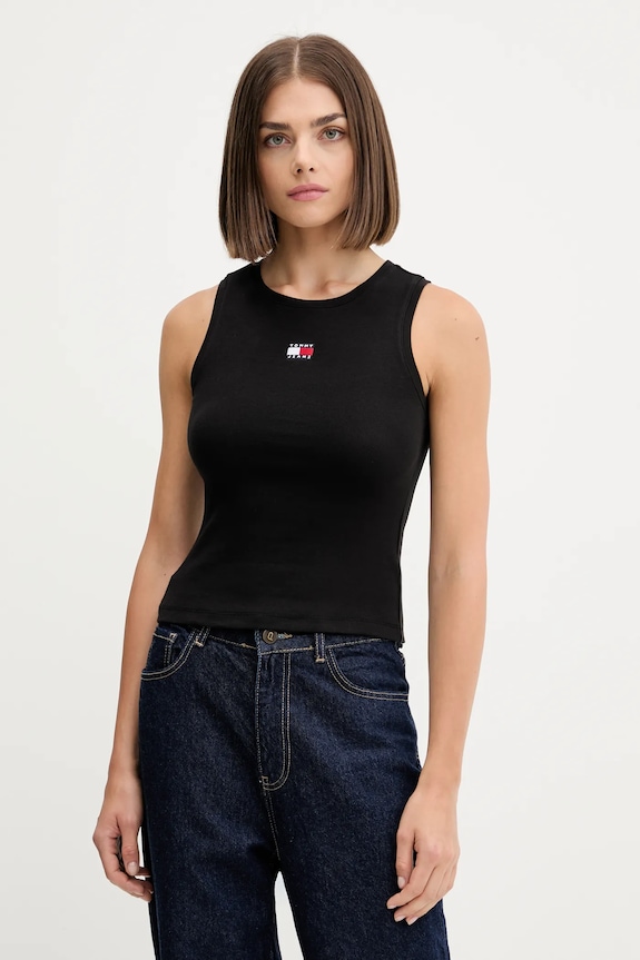 Top Tommy Jeans slim čierna DW0DW20896