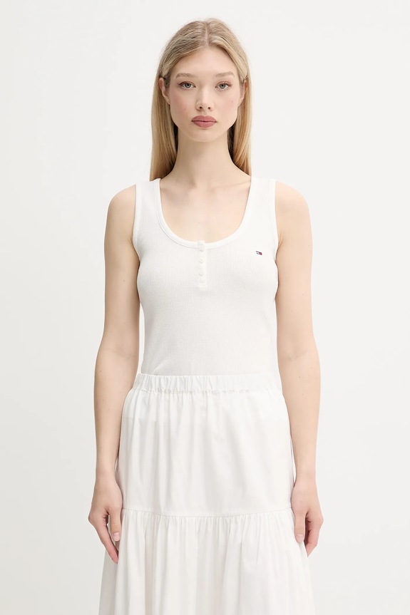 Tommy Jeans top z elastanem biały DW0DW20898