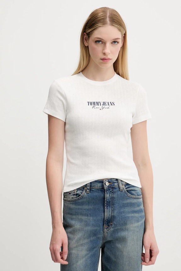 Tričko Tommy Jeans slim biela DW0DW20899
