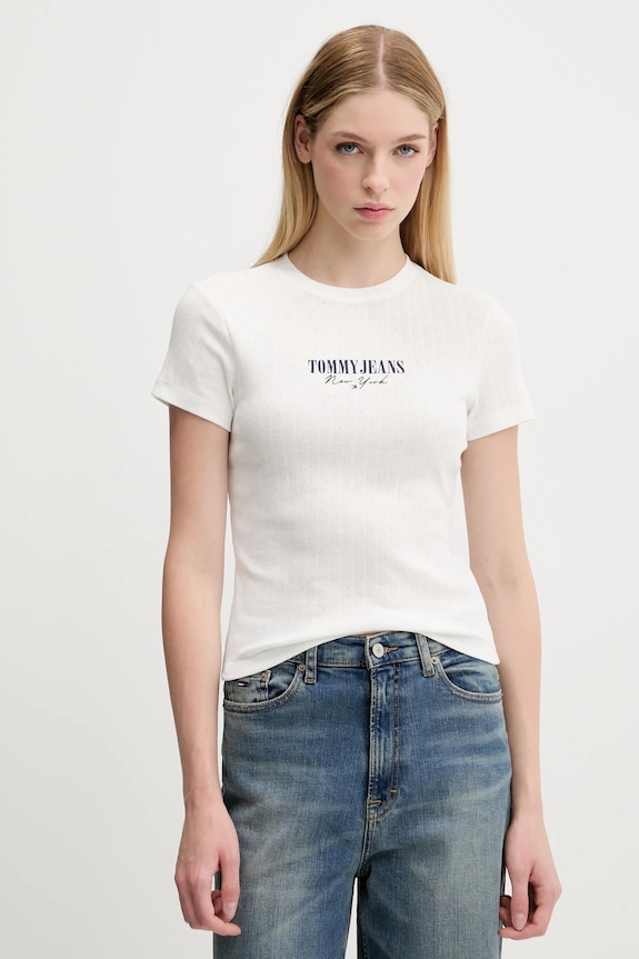 Tričko Tommy Jeans slim biela DW0DW20899