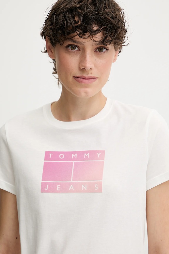 Oblečenie Bavlnené tričko Tommy Jeans DW0DW20905 biela