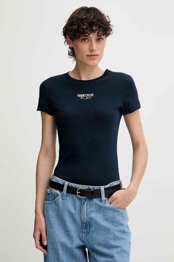 Tričko Tommy Jeans slim tmavomodrá DW0DW20913