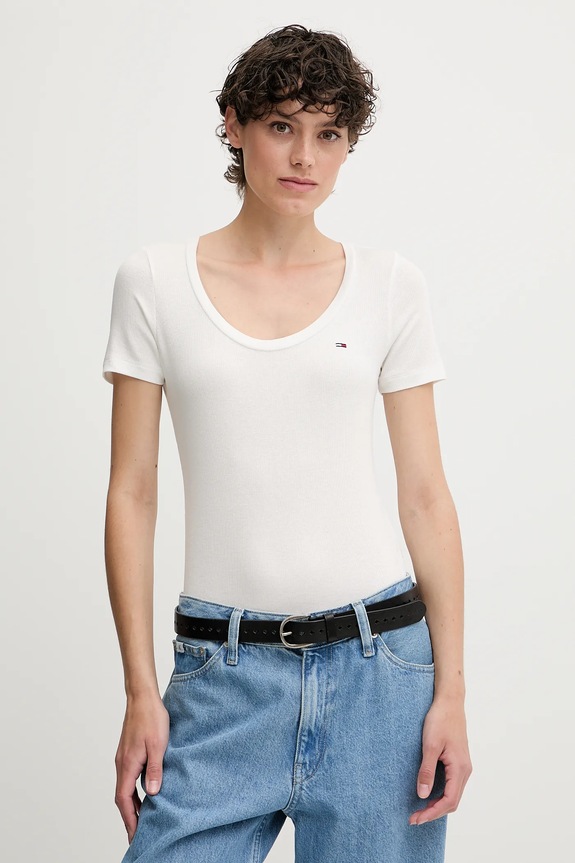 Tričko Tommy Jeans slim biela DW0DW20916