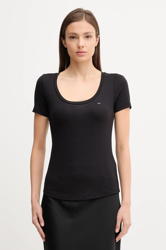 Tričko Tommy Jeans slim černá DW0DW20916