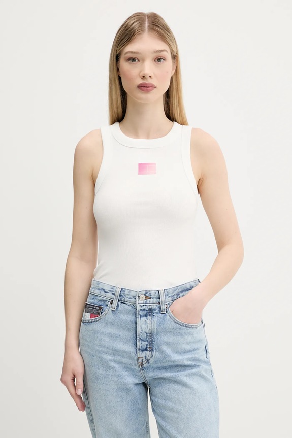 Tommy Jeans top aplikacja biały DW0DW20920