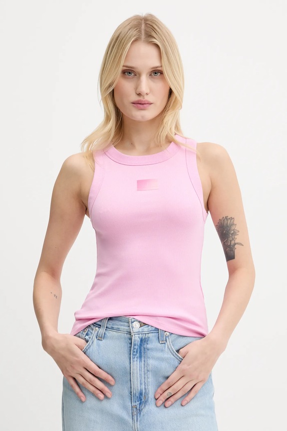 Top Tommy Jeans nášivka ružová DW0DW20920