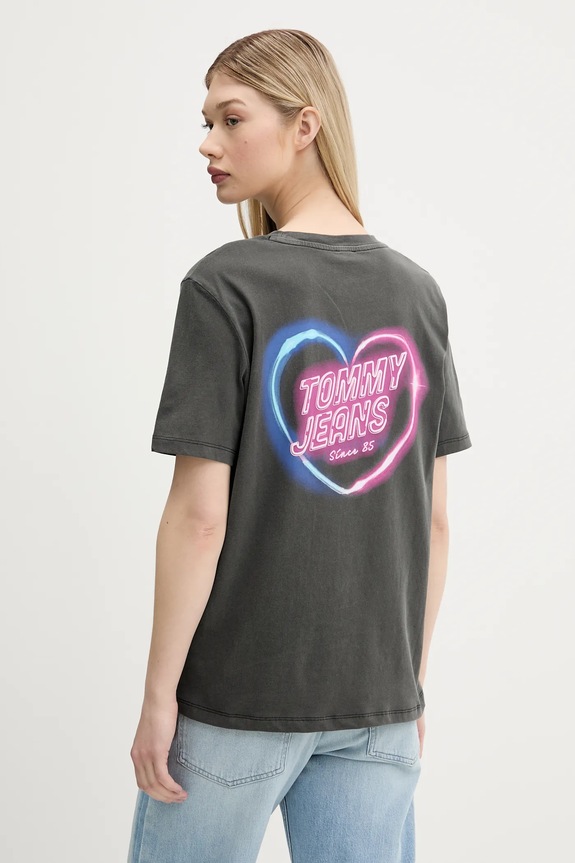 Tommy Jeans tricou din bumbac print gri DW0DW21358