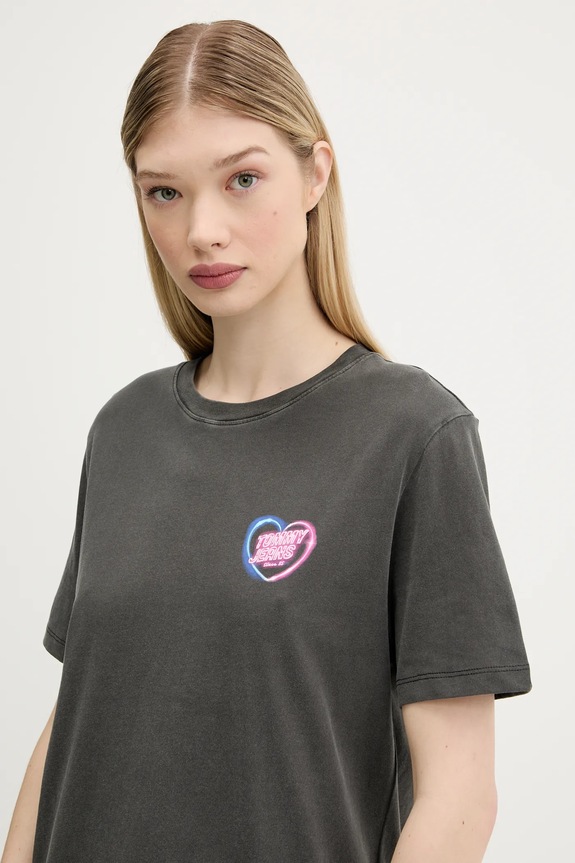 Tommy Jeans tricou din bumbac gri DW0DW21358
