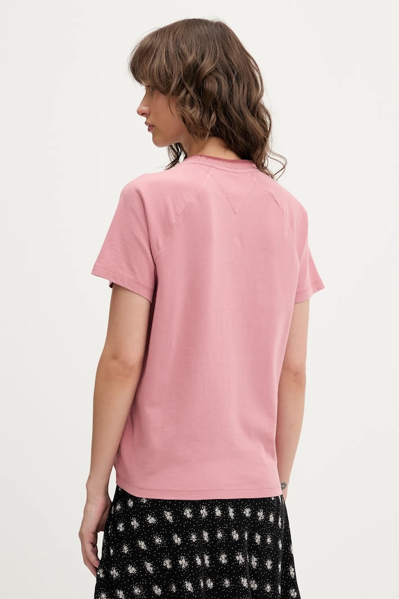 Ρούχα Βαμβακερό μπλουζάκι Tommy Jeans DW0DW21388 ροζ
