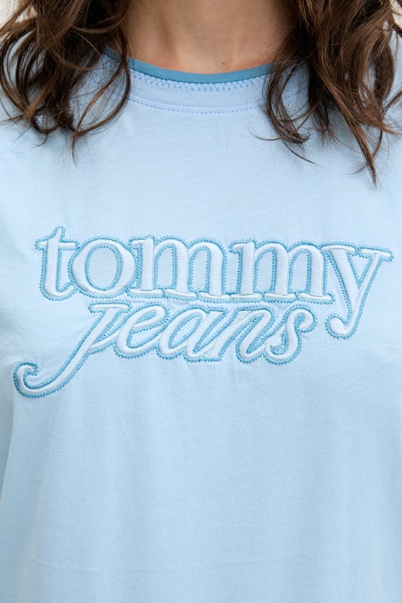 Tommy Jeans pamut póló DW0DW21388 kék