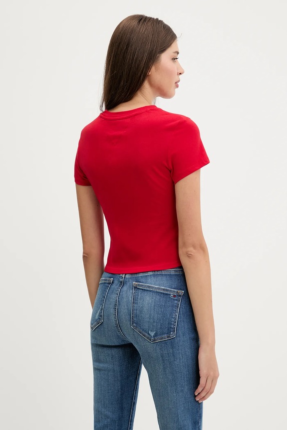Odzież Tommy Jeans t-shirt bawełniany DW0DW21390 czerwony