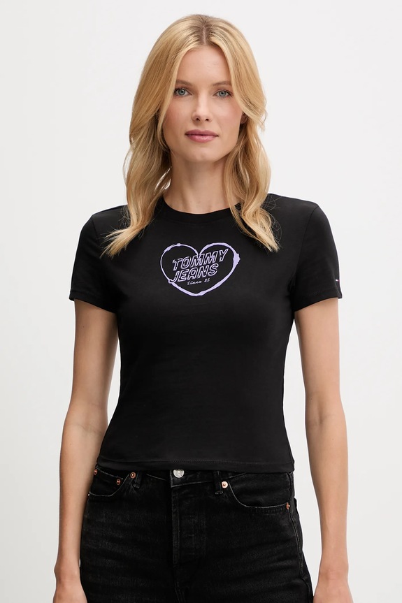 Tommy Jeans t-shirt bawełniany nadruk czarny DW0DW21390