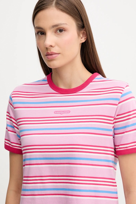 Oblačila Bombažna kratka majica Tommy Jeans DW0DW21391 roza