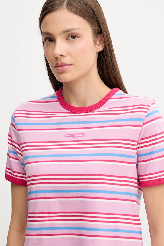 Oblačila Bombažna kratka majica Tommy Jeans DW0DW21391 roza