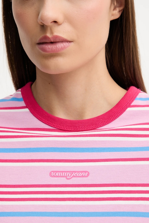Bombažna kratka majica Tommy Jeans roza DW0DW21391