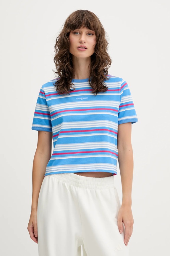 Tommy Jeans t-shirt bawełniany wzorzyste niebieski DW0DW21391