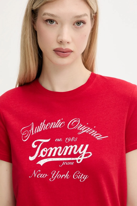 Tommy Jeans tricou rosu DW0DW21404