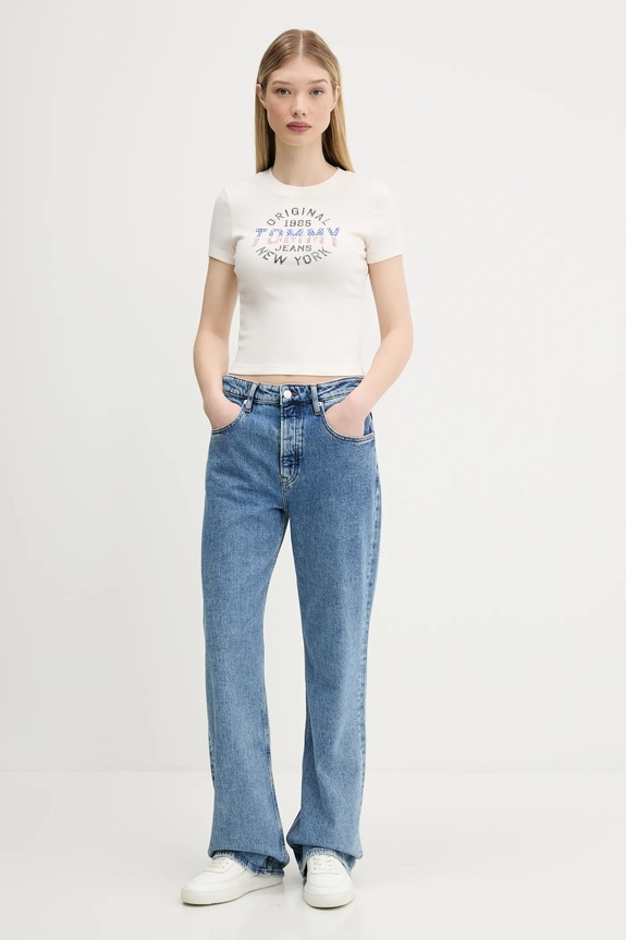 Tričko Tommy Jeans DW0DW21421 béžová AW25