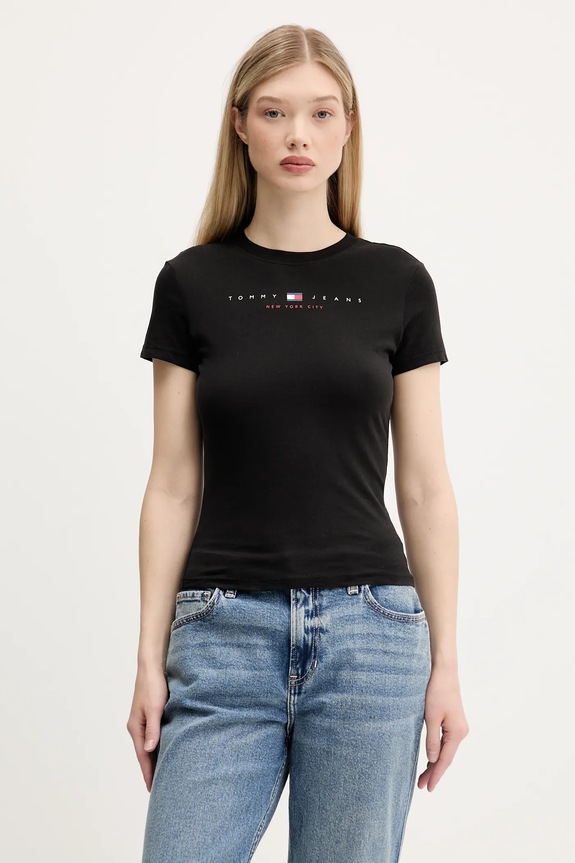Tommy Jeans t-shirt in cotone slim nero DW0DW21422