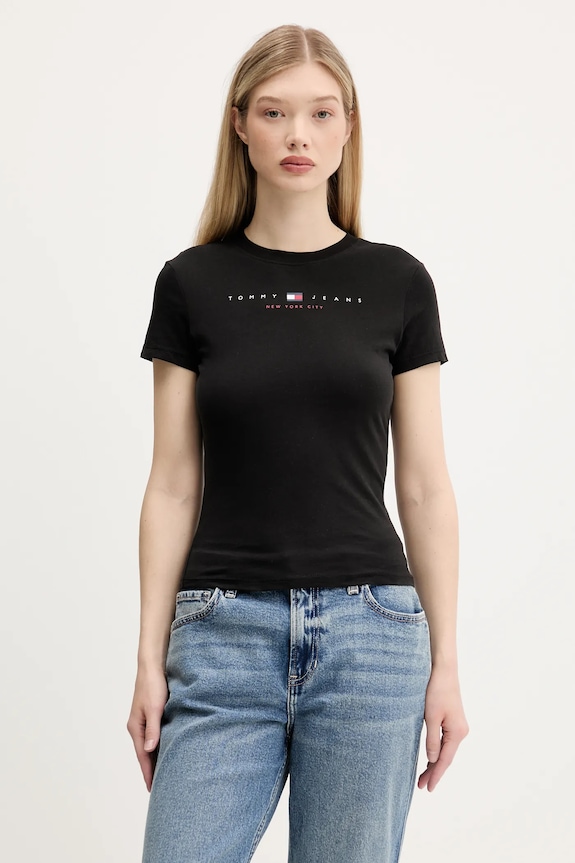 Tommy Jeans t-shirt in cotone slim nero DW0DW21422