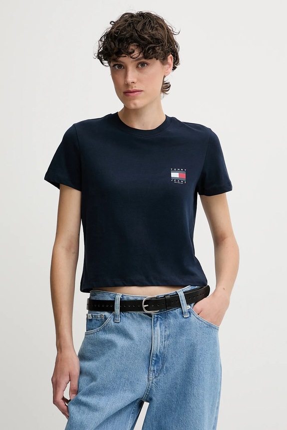 Bavlnené tričko Tommy Jeans DW0DW21423 tmavomodrá AW25