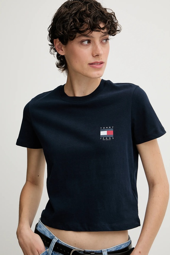 Oblečenie Bavlnené tričko Tommy Jeans DW0DW21423 tmavomodrá