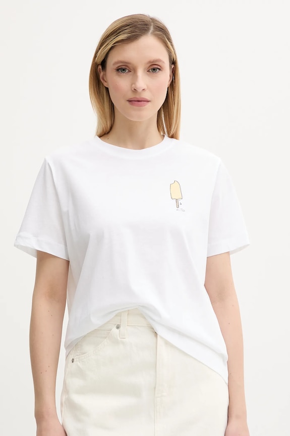Samsoe Samsoe t-shirt in cotone SACAMINO sovrastampa bianco F25200025