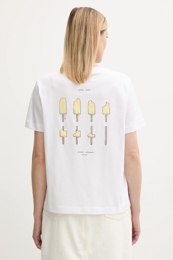 Abbigliamento Samsoe Samsoe t-shirt in cotone SACAMINO F25200025 bianco
