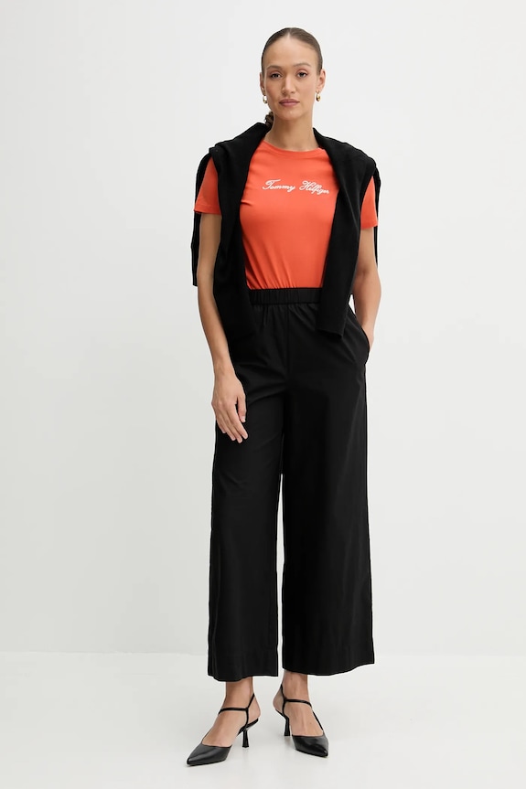 Tommy Hilfiger t-shirt bawełniany WW0WW45746 pomarańczowy AW25