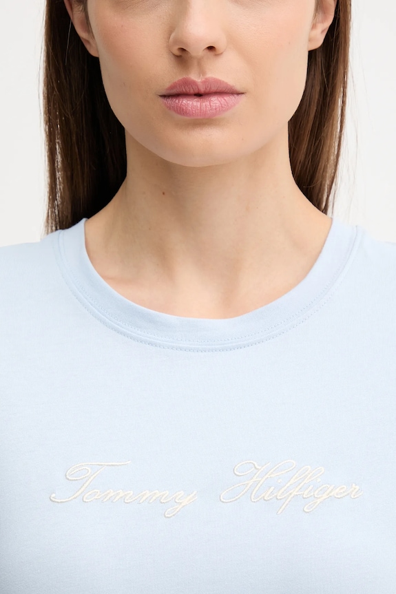 Pamučna majica Tommy Hilfiger plava WW0WW45746
