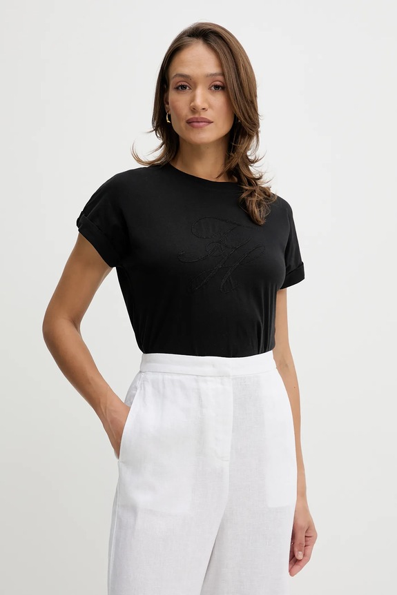 Βαμβακερό μπλουζάκι Tommy Hilfiger βαμβάκι μαύρο WW0WW47157